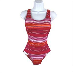 L.L. Bean‎ One Piece Swimsuit Multicolored Striped UPF 50+ Women's 6